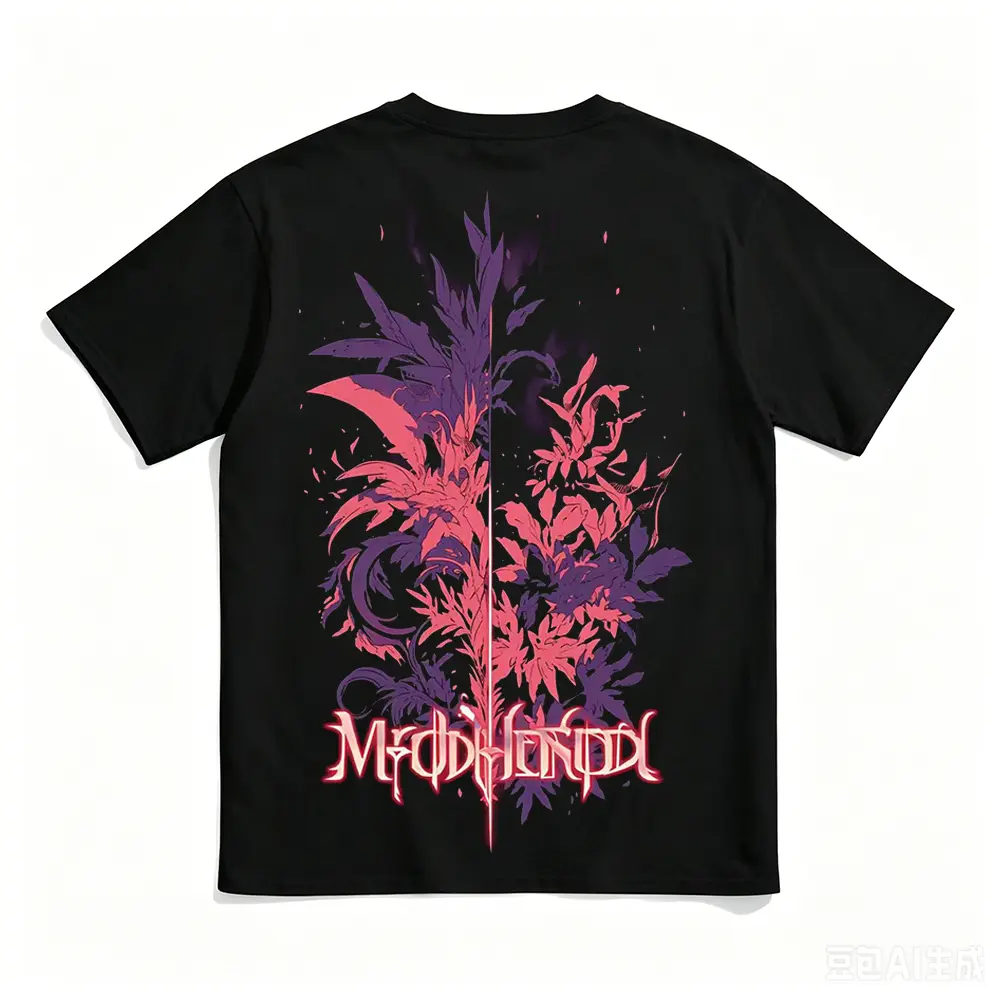 Men's Graphic T-shirt in Breathable Cotton, Unisex Goth Punk Streetwear with Glow-in-the-Dark Floral Thorn Back Print for Festivals, Graphic T Shirts, Back Glow Art, Dual-Tone Print, Gothic Retro, Tops, Novelty, Shortsleeve