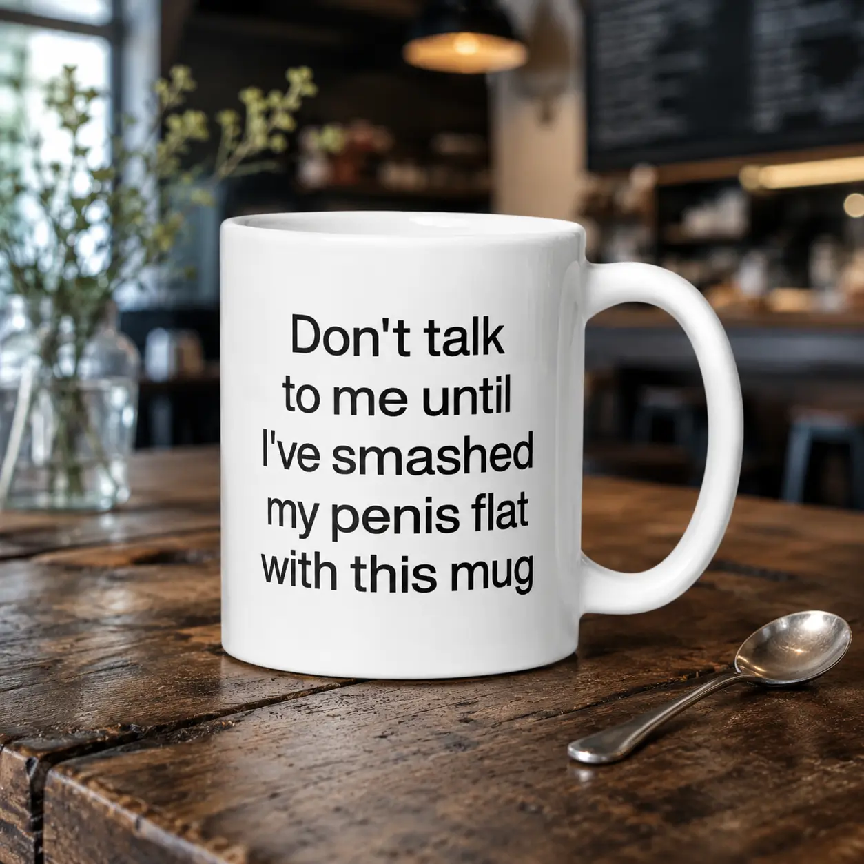 Don't talk to me until I've smashed my penis flat with this mug. | Funny Adult Coffee Mug, Ceramic Aesthetic Words, Meme Merch, Rude Gag Gift