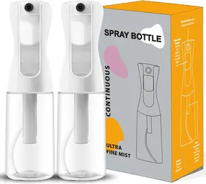 Spray Bottles For Hair,Ultra Fine Mist Sprayer(200ml/6.8oz 2Pack),Refillable Water Mister for Cleaning, Hairstyling, Plants, Misting & Skin Care Clear Organiser Canister