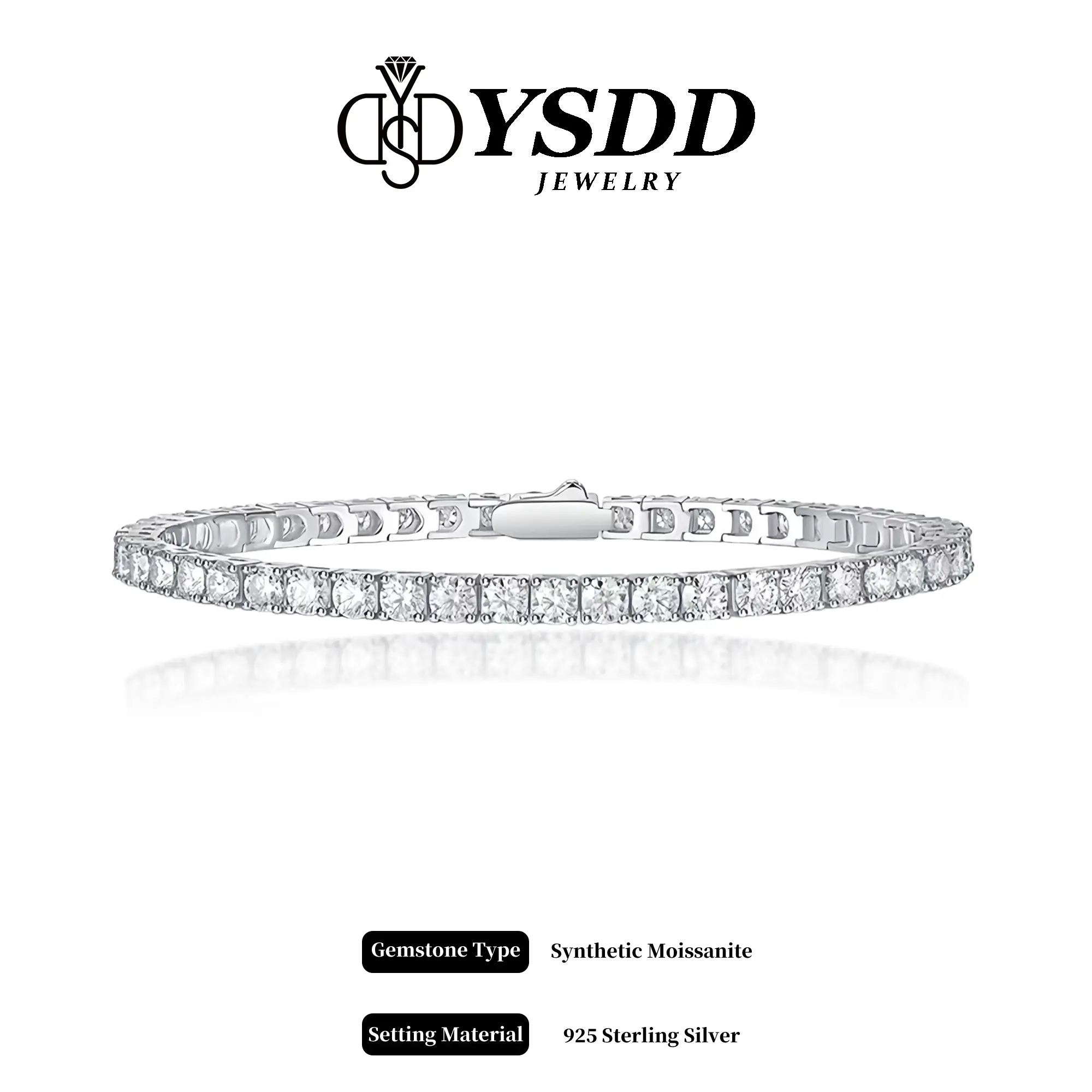 【#515 Classic Tennis Bracelet 】4mm Luxurious Tennis Bracelet vvs Synthetic Moissanite Bracelet in 925 Sterling Silver Elegant Jewelry