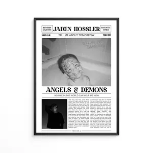 Jaden Hossler Retro Newspaper Print / Angels & Demons Poster No Frame / Lyrics Print / Tell Me About Tomorrow Poster / Music Gift / Fans Gift