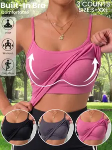 Women's Adjustable Strapless Tank Top Set, Padded Seamless Innerwear, Slimming Breathable Design, Gym & Daily Wear, 1/2/3 Pieces