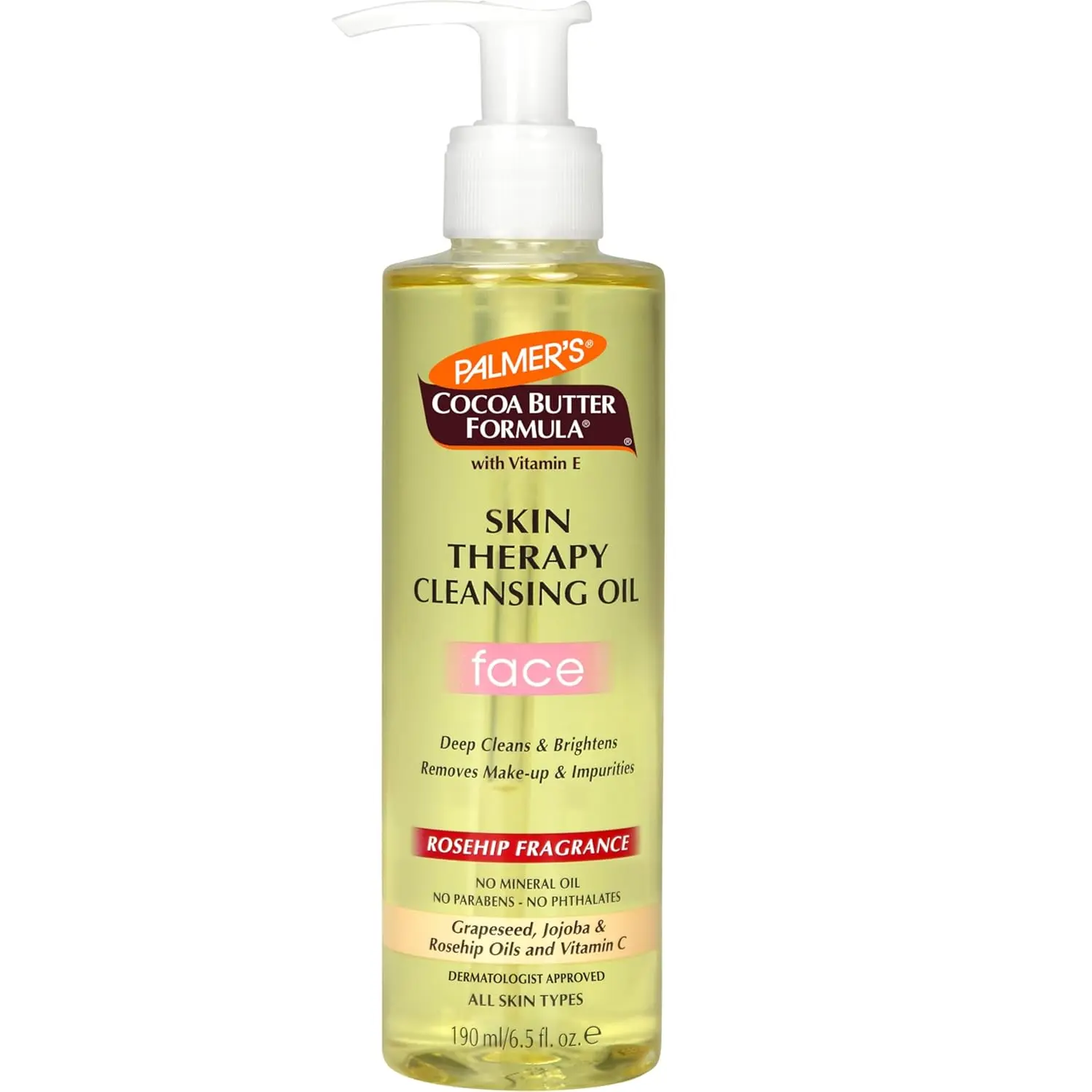 Palmer's Cocoa Butter Skin Therapy Cleansing Facial Oil, Gentle Makeup Remover for Face, Rosehip Fragrance, 6.5 Ounce
