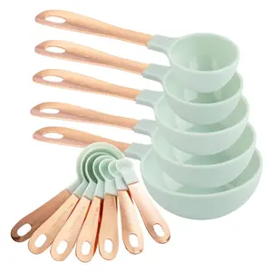 COOK WITH COLOR Measuring Cups Set and Measuring Spoon Set, Stainless Steel Handles, Nesting Kitchen Measuring Set, Liquid Measuring Cup Set, 12 PC Copper, Mint