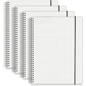120gsm Graph Paper Composition Notebook A5 Spiral Notebook 160 Pages Per Hardcover Grid Notebooks 5.7 x 8.3 Inches (4 Pack)