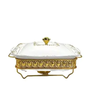 stainless steel gold ceramic chaffing Dish .wedding hotels buffet
