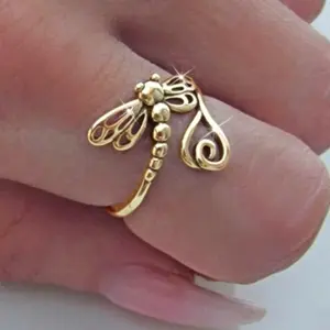 1pc Vintage Bohemian Dragonfly Animal Elements Copper Golden Silvery Women's Size Rings (US Size: 6-10) for Party Outdoor Daily Vacation