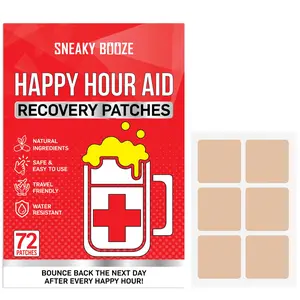 Sneaky Booze Happy Hour Aid Patches Party Hydration Drinking Recovery Patch Long-Lasting Natural Formula Better Mornings After Night Out Wake Up Refreshed Pregame DHM Milk Thistle 72 Pack
