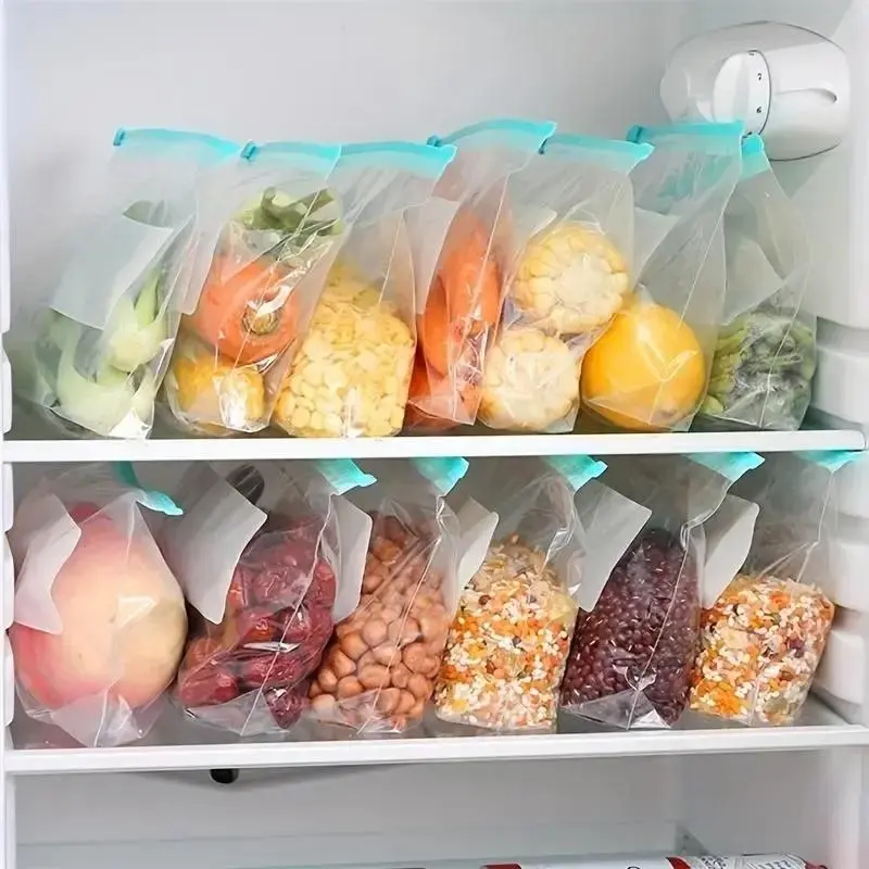 Reusable Stand-Up Food Storage Bags Heavy Duty Zipper Freezer Bags for Fridge Organization & Meal Prep