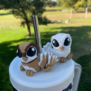 Articulated Owl Cute Straw Charms for Stanley Tumbers & 9.5mm Straws with Durable PLA Design - Stylish, Beverage