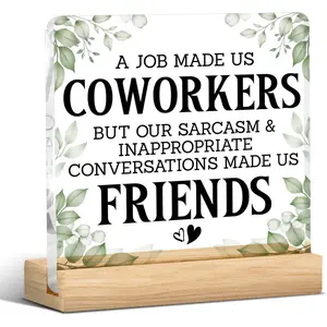 Friendship Gifts for Coworkers, Work Besties Gifts for Women, a Job Made Us Coworkers Acrylic Desk Sign Decor, Novelty Decorative Desk Decor, Office Gift Ideas