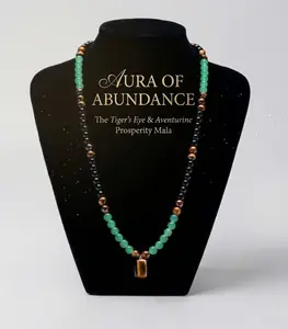 Money Attraction Necklace With GreenAventurine & Tiger Eye Pendant Healing Crystal Stone ,Anniversary, Vacation &Theme Parties Jewelry Charms Abundance Crystal bracelet,Long Chain,Sweater chain,Ideal Gift Jewelry for Men and Women