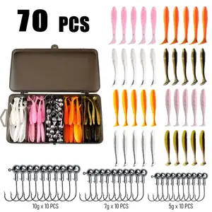 Fishing Lure Kit, 33/70 PCS Fishing Lure Set, Fishing Accessories Including T-tail bait, lead hook, a complete set tiktokshopspringglowup,summervibes outdoorfun