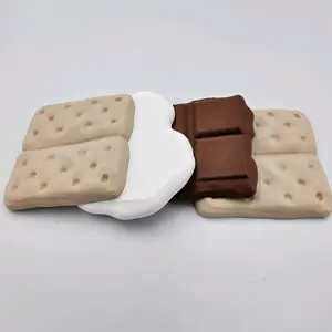 S'more Coaster Set - 3D Printed Marshmallow Chocolate Drink Coasters with Cracker Base for Fun Tabletop Protection Tableware