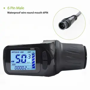 S886 6pin Color Display Screen for Electric Bicycle, Waterproof Controller Connection for Uart 2 Protocol, Essential Electric Bike Accessory Ebike