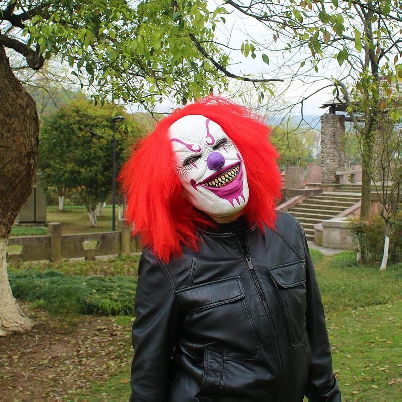 Scary Evil Killer Joker Clown Latex Mask Halloween Horror Cosplay Costume Prop for Masquerade Parties 19x26cm Non-Toxic Comfortable Breathable