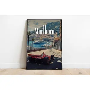 Vintage F1 Monaco Marlboro Poster, Vintage F1