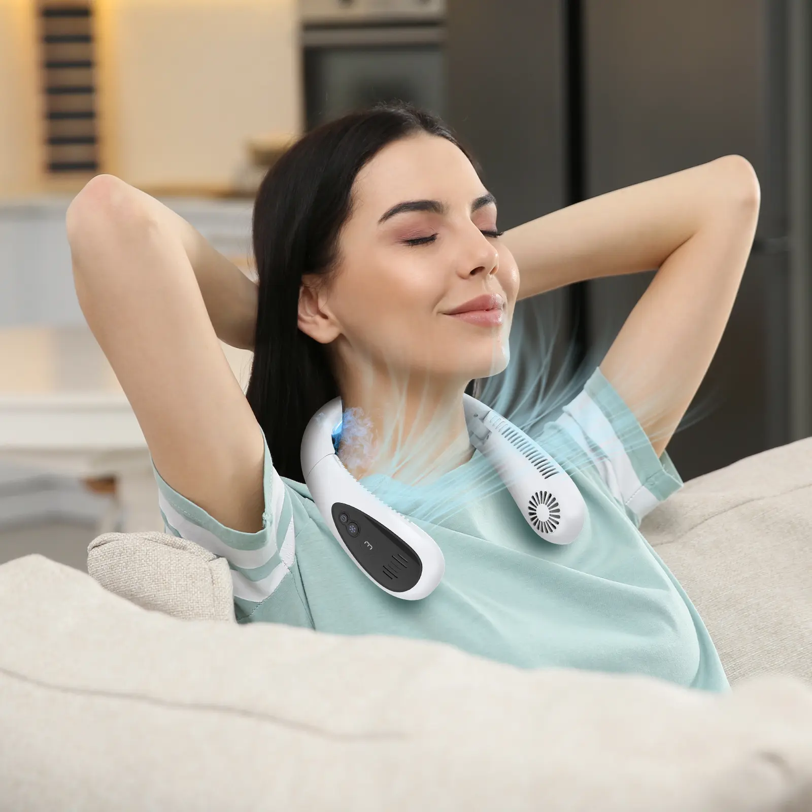 Women's & Men's Portable Neck Fan, USB Rechargeable Folding Personal Fan with 3 Speeds, Hands-Free Cooling Fan for Travel & Outdoor Use