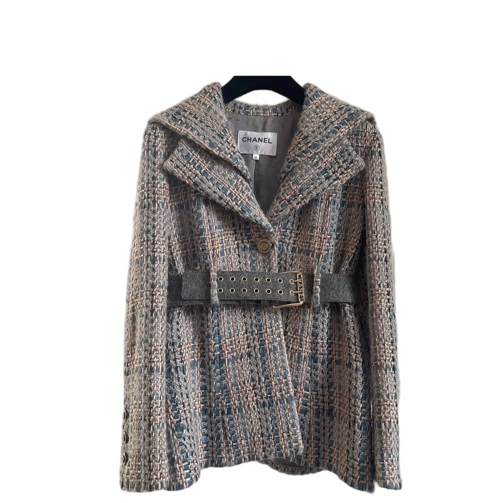 Chanel Jacket Tweed Grey (qq091326b0r) [Shanghai]