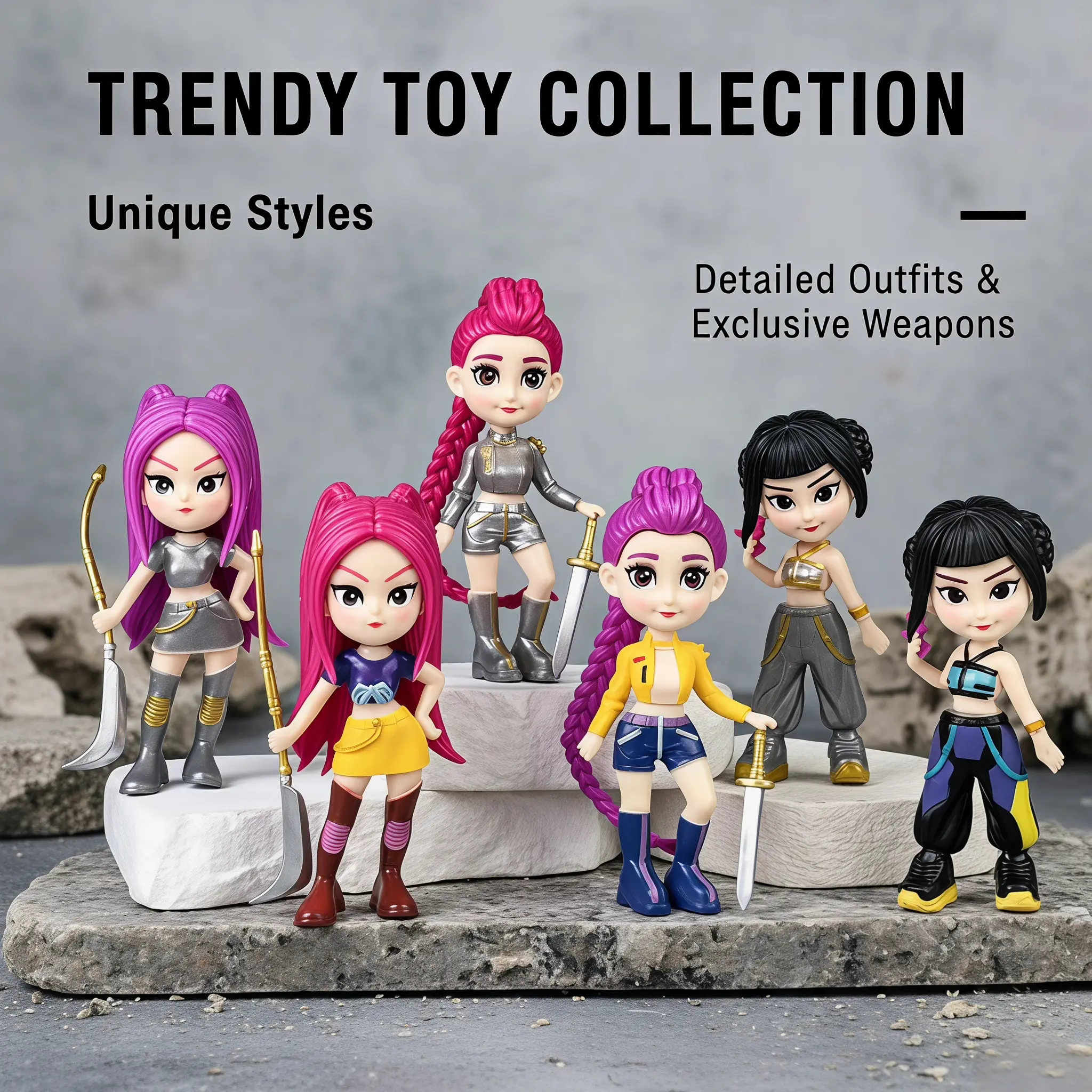6 Cute Characters PVC Collectibles Set - 6pc Figurine Dolls, Detailed Outfits & Accessories, Model Figurine, Collectible Figure Decor for Home Tabletop Styling, Office Gifts