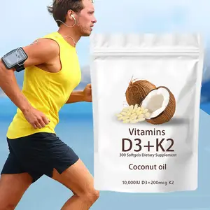 Vitamin D3 K2 (MK-7) Supplement Softgels, 300 Coconut Oil Infused Mini Softgels, 2 in 1 Vitamins D & K Complex for Bone, Immune & Heart Health