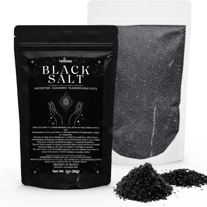 Black Salt Bath Additive Cleanser - 2 fl oz (56g) Natural Alley Charcoal Body Care Product, Witchcraft Protection for Wiccan Rituals & Purification Spiritual Practices, Single Item