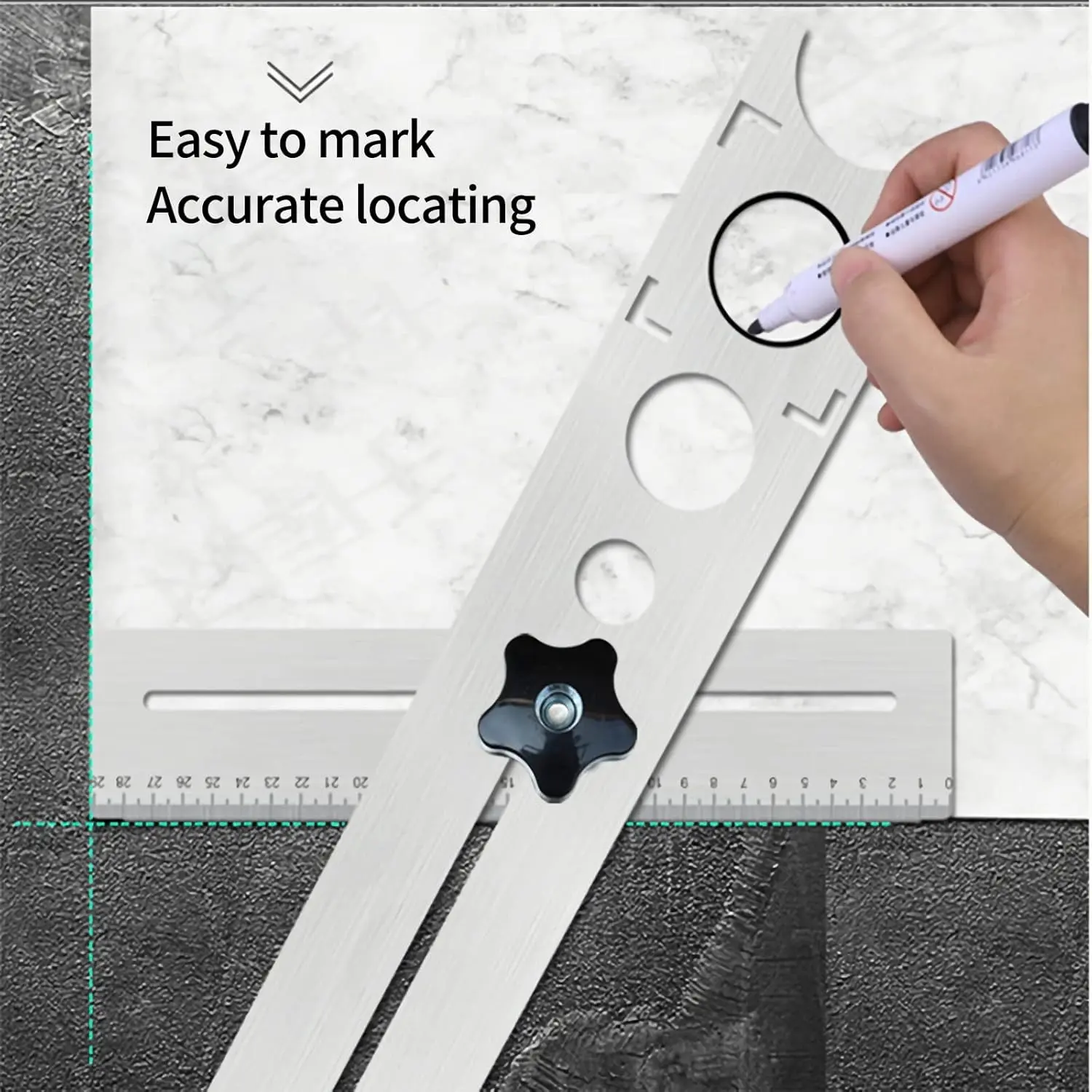 Ceramic Tile Hole Locator, Stainless Steel Universal Punching Tool, Multi Hole Positioning, more accurate drilling, Precision, for Wall Receptacle Outlet, Faucets & Water Heater Pipes