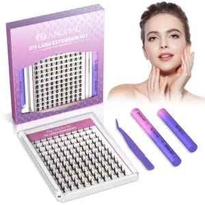 ANURAG Lash Extension Kit 140pcs Wispy Lash Clusters Kit 9-17mm Natural Cluster Eyelash Extensions with Lash Bond and Seal and Lash Tweezer C Curl DIY Lash Extensions Kit For Beginners，Christmas gifts, New Year gifts, Black Friday