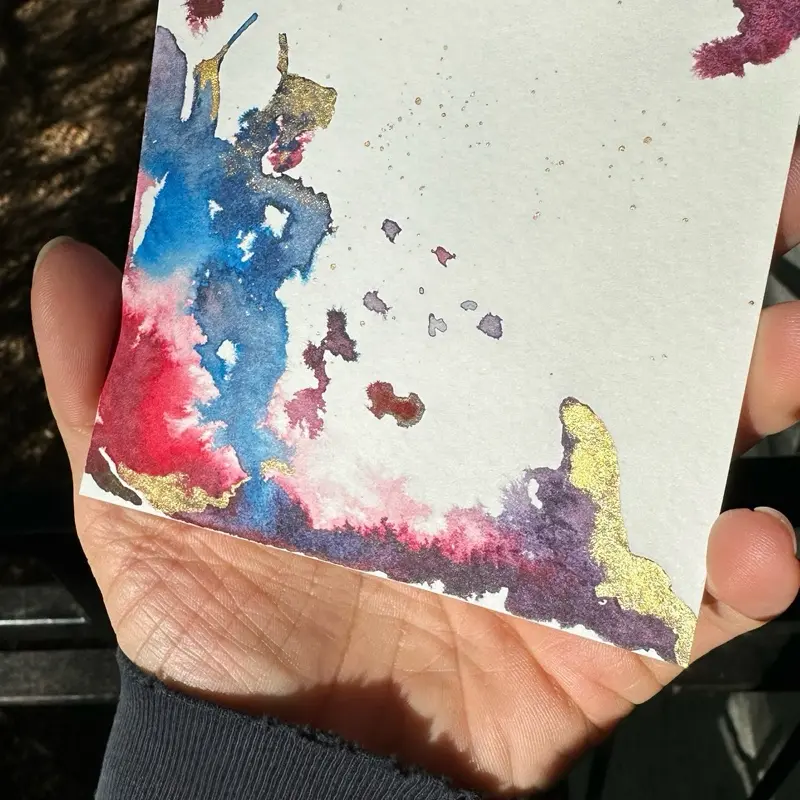 Mini Abstract Ink Art - Original Hand-Painted Collectible 4"x4" Unique Design for Home Decor