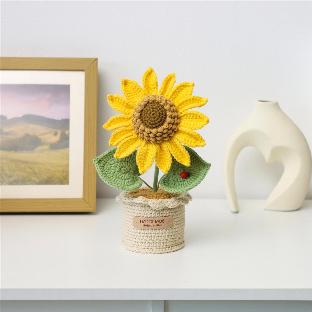 Crochet Plants Handmade Flowers for Home Table Decoration Gift for Family and Friends