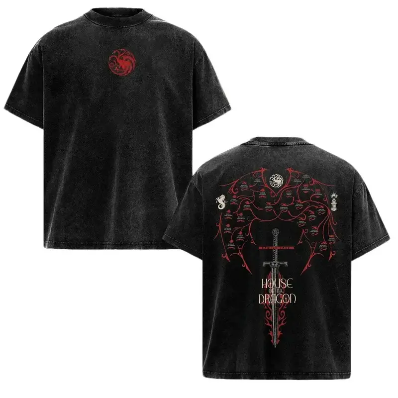 House of the Dragon Targaryen Vintage Acid Wash Graphic T-Shirt |   Heavy Cotton Oversized Fire and Blood Streetwear Top for Men Women |   Game of Thrones Retro Fantasy Fandom Tee |   Casual Pop Culture Apparel |   Trending TV Show Merch & Best Geek Gift