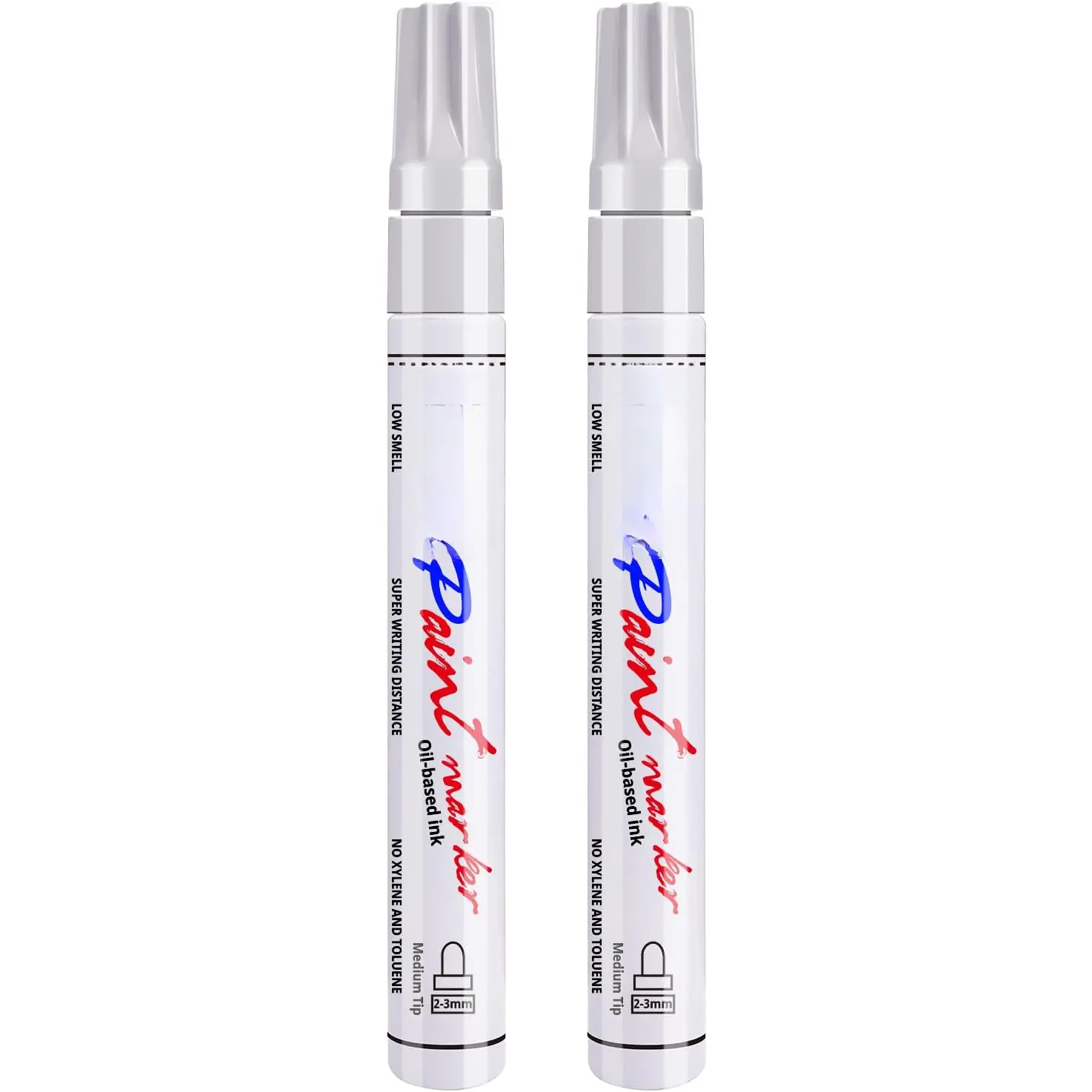 White  Pens Permanent  Markers - 2 Pack Oil Based Marking Pens, Medium Point, Quick Drying and  Pens for Rock Painting  Tyre Metal, Plastic, Canvas, , Glass