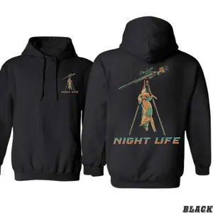 Night Life Coyote Hunting Hoodie Predator Hunter Graphic Pullover Sweatshirt Outdoor Hunting Apparel Gift for Hunters