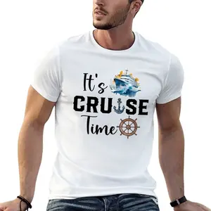 "It's Cruise Time" Cruise Ship & Nautical 100% Cotton T-Shirt Short Sleeve Fitted Crew Neck Summer Casual Wear for Men