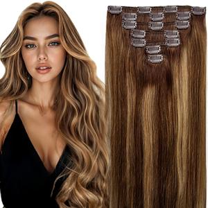HC Real Human Hair Extensions Clip in Natural Straight High-quality 100% Pure Human Hair Soft Flowing Easy Install Daily Wear Hairpiece  Christmas gift  Gifts for women