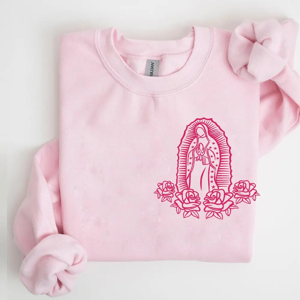 La Virgen De Guadalupe Sweatshirt, Virgin Mary Printed Sweater, Unisex Religious Top, Faith-Inspired Apparel for Men and Women, Catholic Faith Sweatshirt