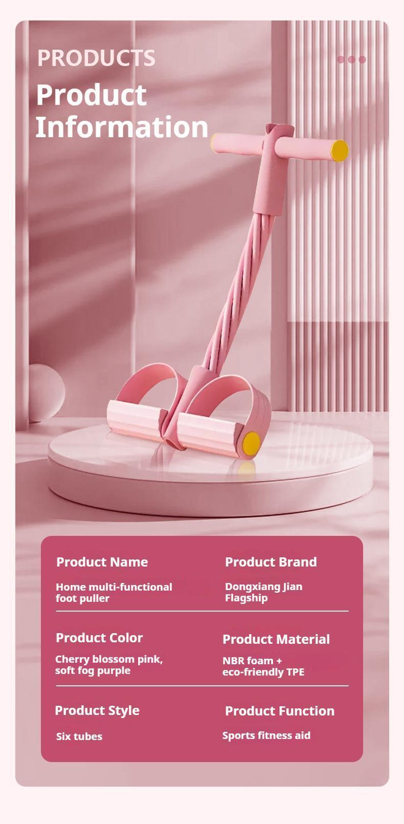 Multifunction Pedal Resistance Trainer with 6 Tubes – Stronger Resistance for Effective Training, Portable Foot Pedal Exerciser for Full-Body Home Workout, Stretching & Fitness Training