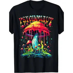 Summer t Shirts 100% Made in USA, 180g Psychonaut T-shirt Psychedelic Apparel Novelty Mushrooms T-Shirt
