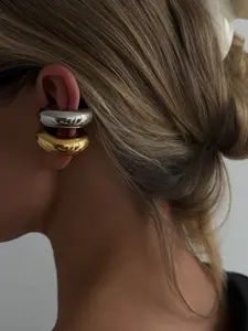 Vintage Thick C-Shape Open Ear Cuff for Women, French Minimalist Luxury High-End Earring Clip, Vintage Statement Earrings, Elegant Fashion Accessory