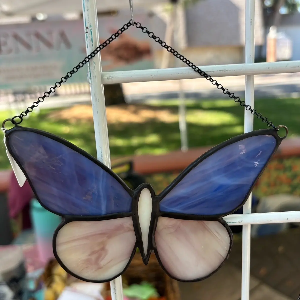 Butterfly Stained Glass Suncatcher with Chain, Hanging  Decor