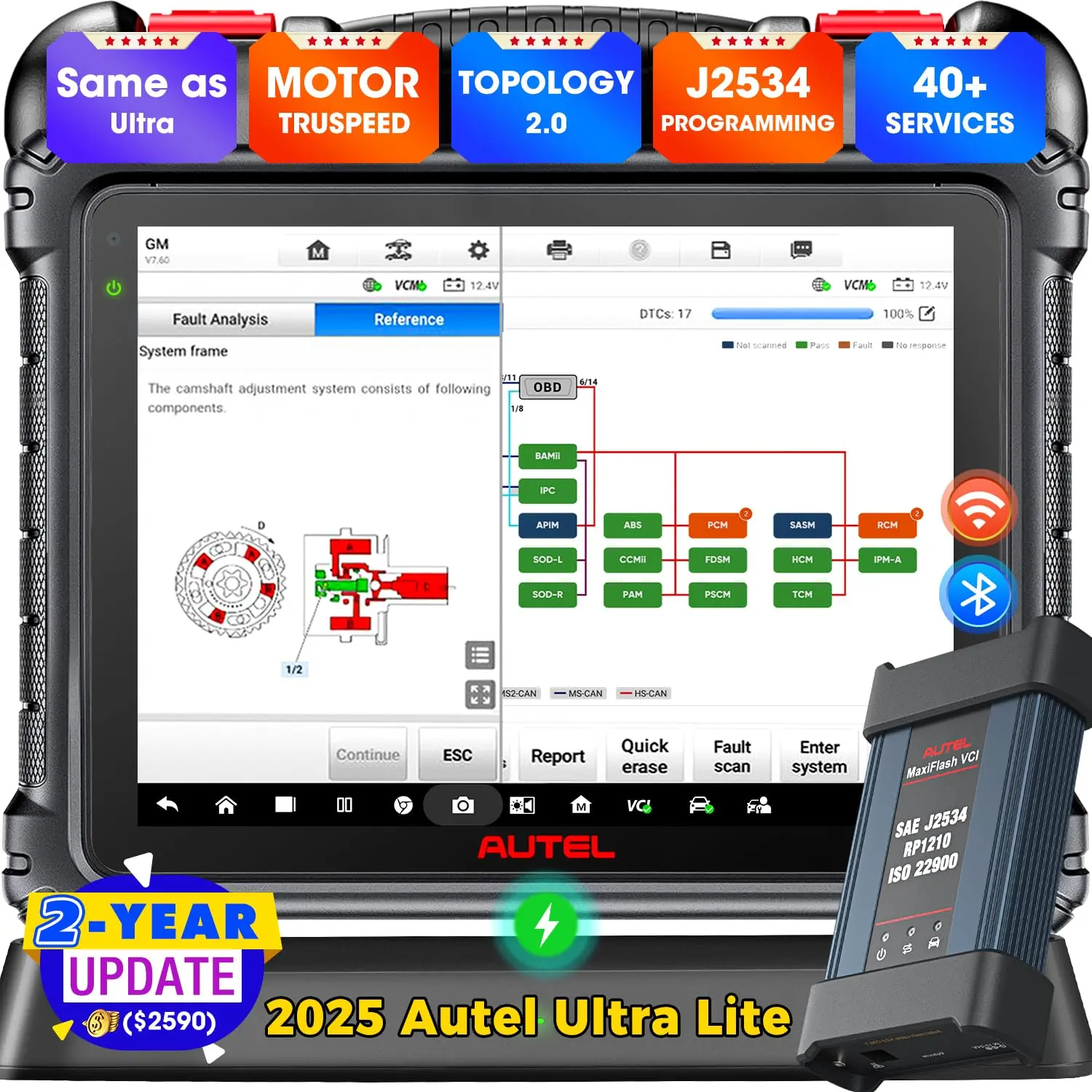 Autel Scanner MaxiCOM Ultra Lite w/ MV108S [2-Year Update 2590$],obd port washer diagnostic scanner Bidirectional Automotive Programming Tool, Summervibes