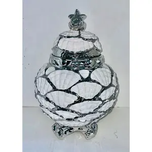 SOPERA PARA OBATALA BLANCA CON ACENTOS PLATEADOS