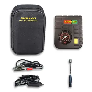 Stop & Go RCP - Compact Mini-Air Compressor with 12V Car Adapter & Built in LED Light for Motorcycle, Scooter, Golf Cart, Lawn Mower, ATV, UTV, & More
