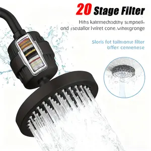 20 Stage Shower Filter Set, 1 Bath Filter + 6 Inch High Pressure Showerhead, 360 Degree Adjustable, Easy Installation, Improve Water Quality