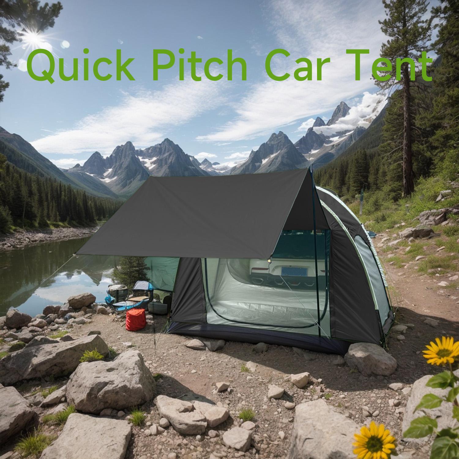 Universal SUV Car Rear Tent Waterproof Sunshade Windproof Foldable Portable Large Space Tailgate Awning Camping Travel Outdoor Gear for 3-4 People