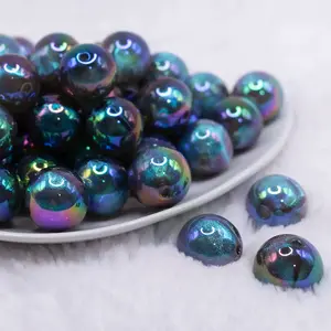 20mm Black Opalescence Bubblegum Bead
