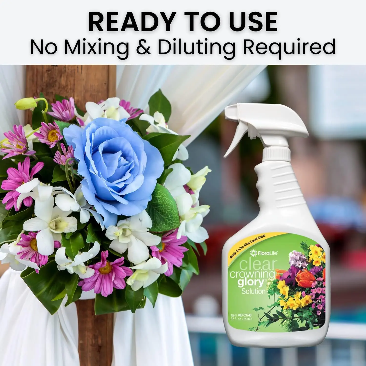 Gentle Crowning Glory Flower Spray 32 Fl. Oz - Protective Shield for All Flower Types - Long Lasting - Supplier Warranty