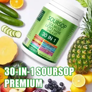 30 in 1 Soursop Sea Moss Capsules with Shilajit Lion's Mane Ashwagandha Turmeric Collagen | Premium Gut Health Skin Health Immune Support Supplement | Natural Antioxidant Herbal Pills for Women Men | 120 Capsules