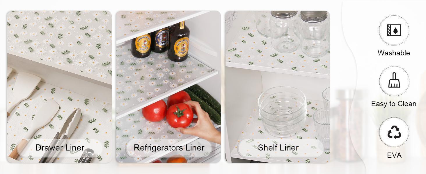 [New Deal] Shelf Liner – Premium Non-Adhesive Cabinet & Drawer Liner for Kitchen – Waterproof Shelf Paper with Modern Pattern – Durable EVA Cabinet Mat – Easy to Cut, Eva Plastic, Kitchen Use