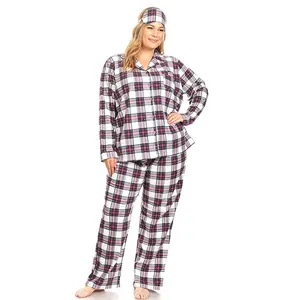 White Mark Women's Plus Size 3-Piece Long Sleeve Sleepwear Pajama Set Extended Sizes up to 4X Loungewear Womenswear